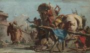 Giovanni Domenico Tiepolo Building of the Troyan Horse oil painting reproduction